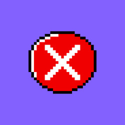 Cartoon red pixel check mark no ui button vector