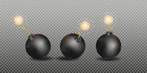 Realistic 3d bomb dynamite sticks with burning Vector Image