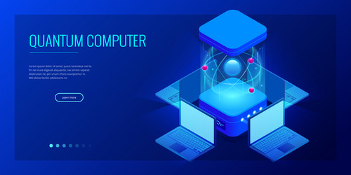 isometric quantum computing or supercomputing vector image