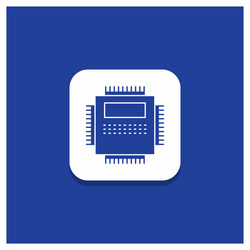 Blue round button for processor hardware computer vector