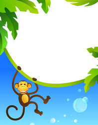 Monkey Frame with Bubbles vector