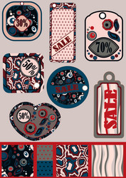 set of retro ale tags and patterns for them vector