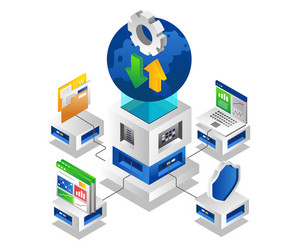 tech world cloud server network vector image