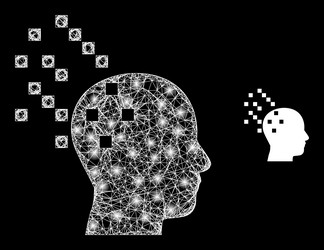bright net digital brain compilation with vector image