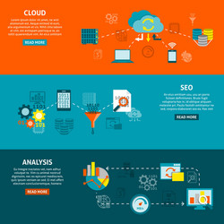 database analytics flat horizontal banners set vector image
