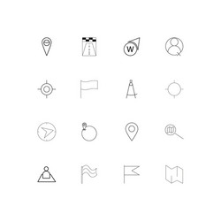 maps and navigation linear thin icons set vector image