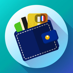 Wallet and money icon with cards vector