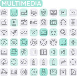 big multimedia icon set trendy linear icons vector