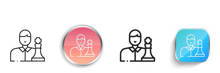 chess player icon thin linear regular and button vector image