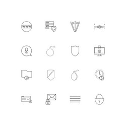 internet security linear thin icons set outlined vector image