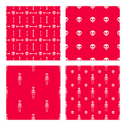 set seamless pattern with skulls and skeletons vector image
