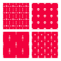 set seamless pattern with skulls and skeletons vector