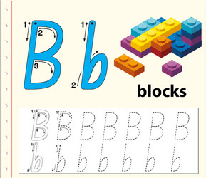 letter b tracing alphabet worksheets vector