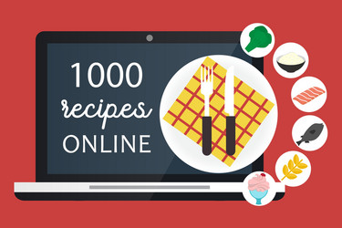 online cooking recipes website flat app vector