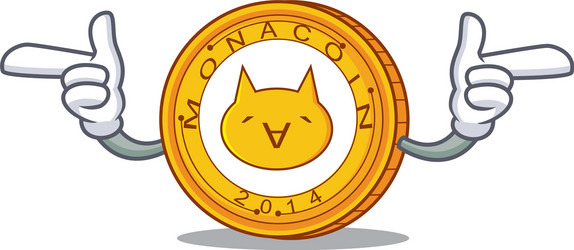 Ponting finger monacoin character cartoon style vector