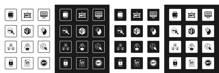 set binary code nft digital crypto art search vector image