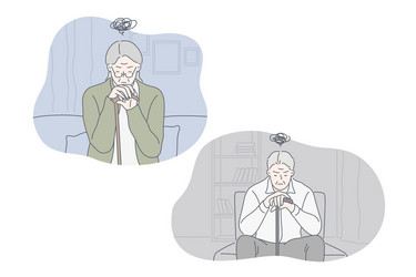 depression frustration loneliness nursing home vector