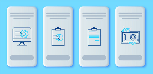 Set line clipboard with graph chart document vector