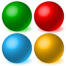 Set of 4 spheres with glowing shadow spatial 3d vector
