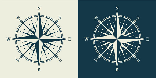 Vintage marine wind rose nautical chart vector