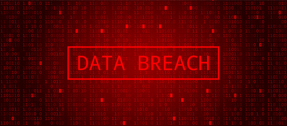 digital binary code on dark red bg data breach vector image