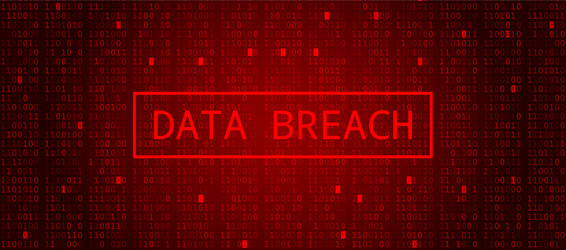 Digital binary code on dark red bg data breach vector