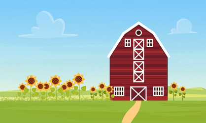 farm countryside landscape with ranch barn vector