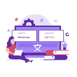 Flat design of online translator concept vector