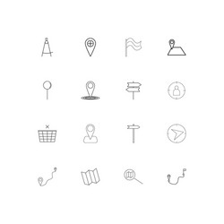 maps and navigation linear thin icons set vector image