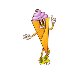 Retro Ice Cream Cone Character vector image