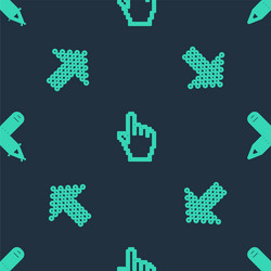 set line pixel hand cursor dots arrow and crossed vector
