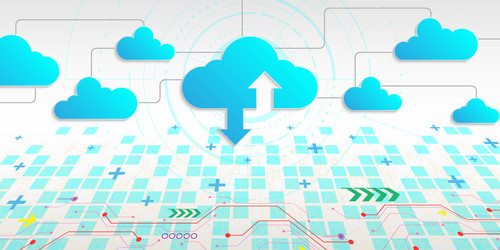 cloud interface that shows data uploading vector image