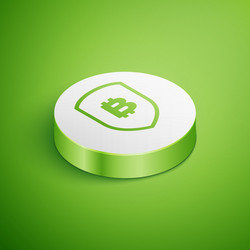 isometric shield with bitcoin icon isolated vector