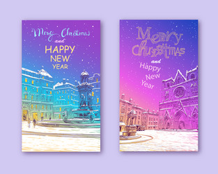 trendy cover template winter city france lyon vector