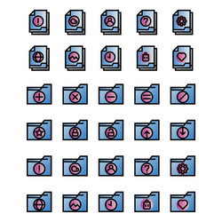 file and folder icon set include vector image