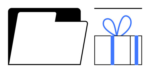 minimalist file folder and gift box with blue vector image
