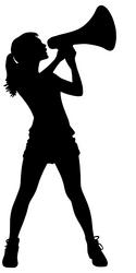 Woman with Megaphone - Silhouette Vector Image