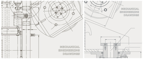 blueprint set engine line drawing vector image