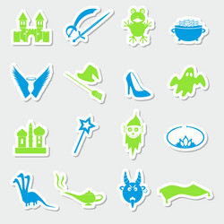 color simple fairy tales theme stickers set eps10 vector