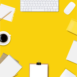 computer keyboard frame isolated yellow background vector image