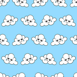 crying clouds seamless repeat pattern background vector image