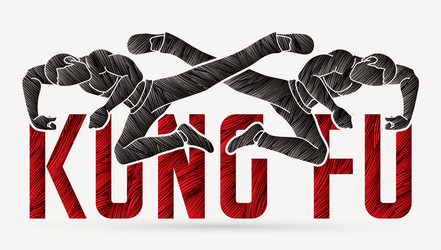 kung fu action designed with text font graphic vector image