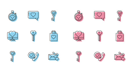 set line key in heart shape telephone with speech vector image