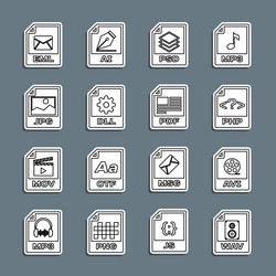 set line wav file document avi php psd dll jpg vector image