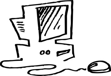 old desktop computer mouse monitor vector image