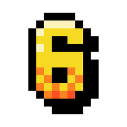 Pixel 8 bit number six or numeral vector