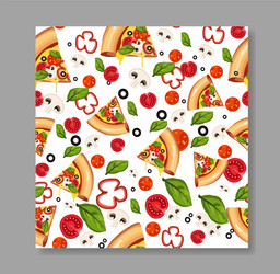 seamless pattern with pizza repeating design vector image