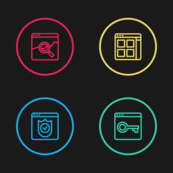 set line browser with shield secure your site vector image