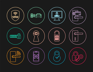 set line lock and key door handle monitor vector image