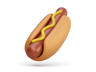 3d realistic flying hotdog with shadow isolated vector